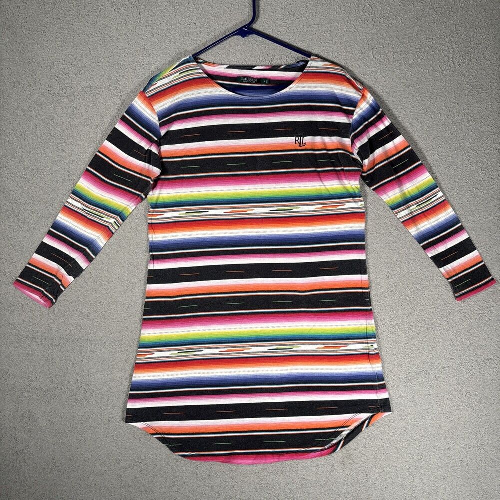 Lauren Ralph Lauren Shirt Dress Women’s Size S Southwest‎ Aztec Print Striped